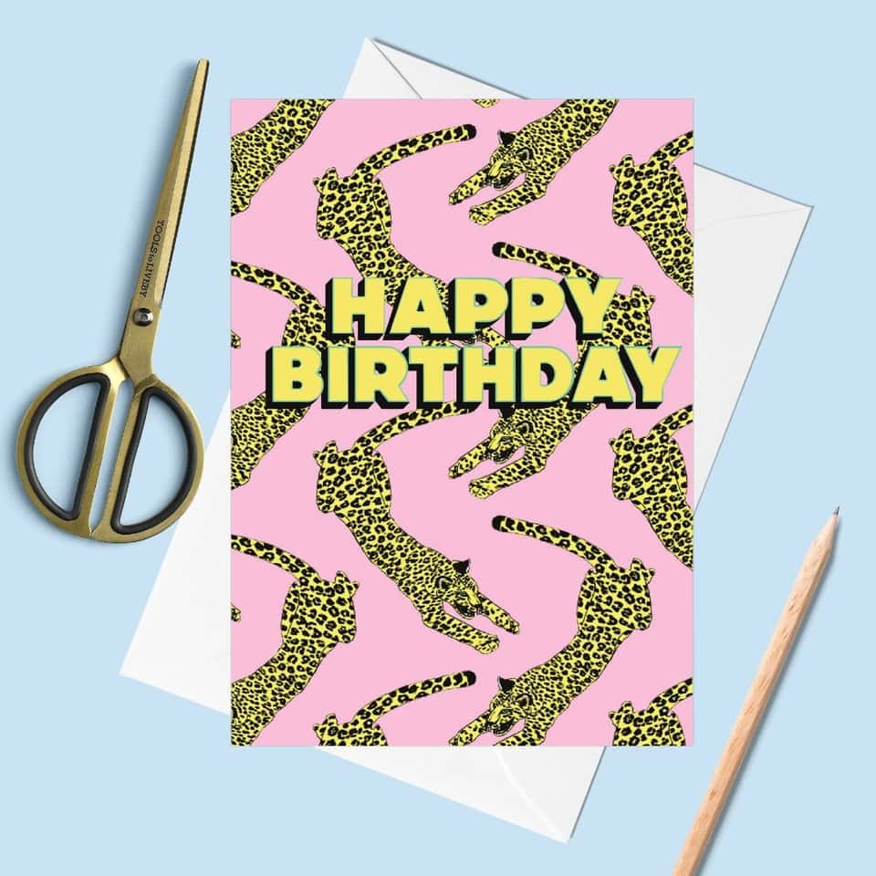 Happy Birthday Leopard Greetings Card image