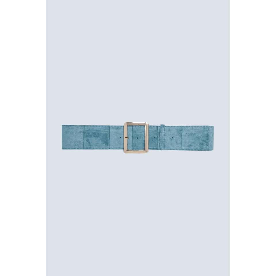Light Blue Suede Belt with Square Buckle image