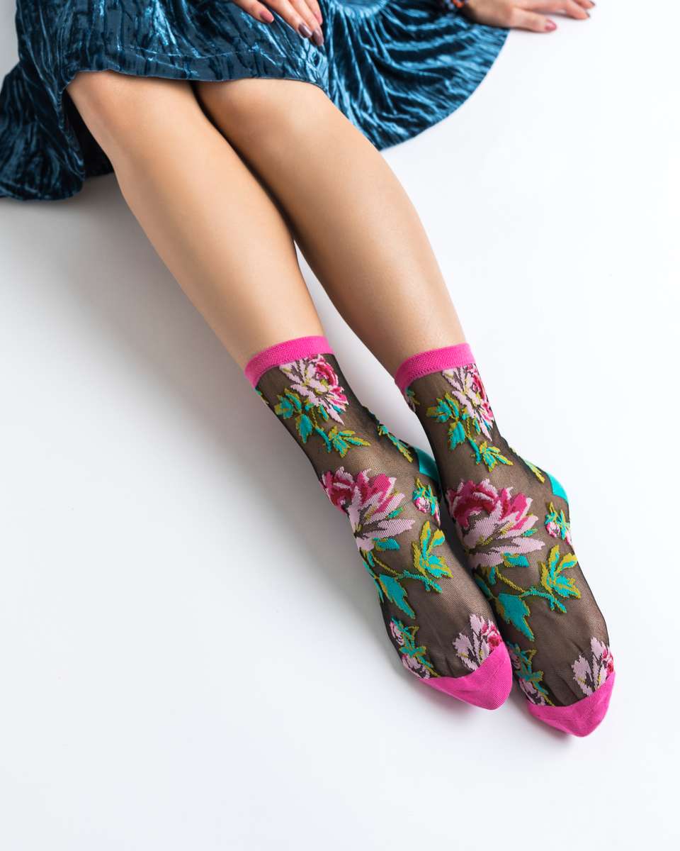 English Rose Black Sheer Ankle Sock image