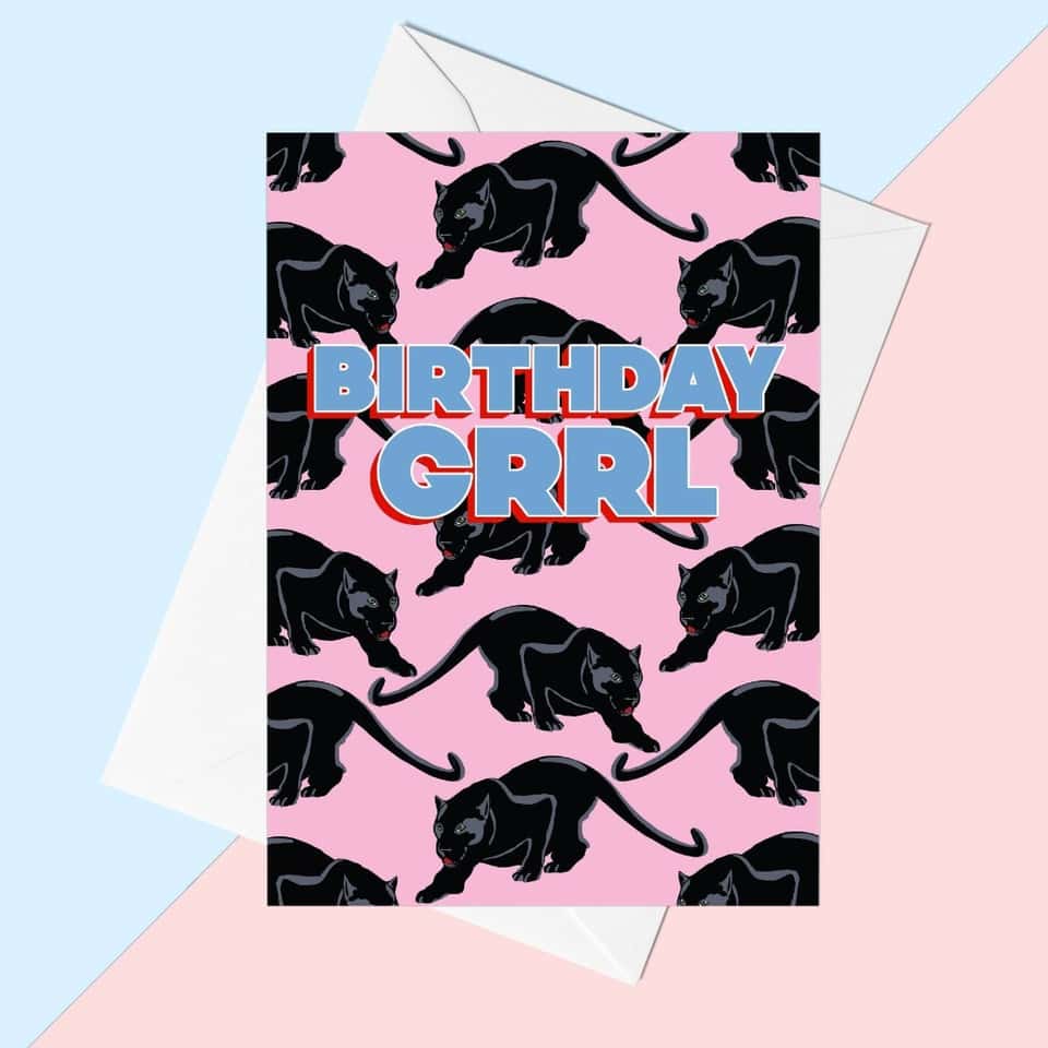 Birthday Grrl Panther Greeting Card image