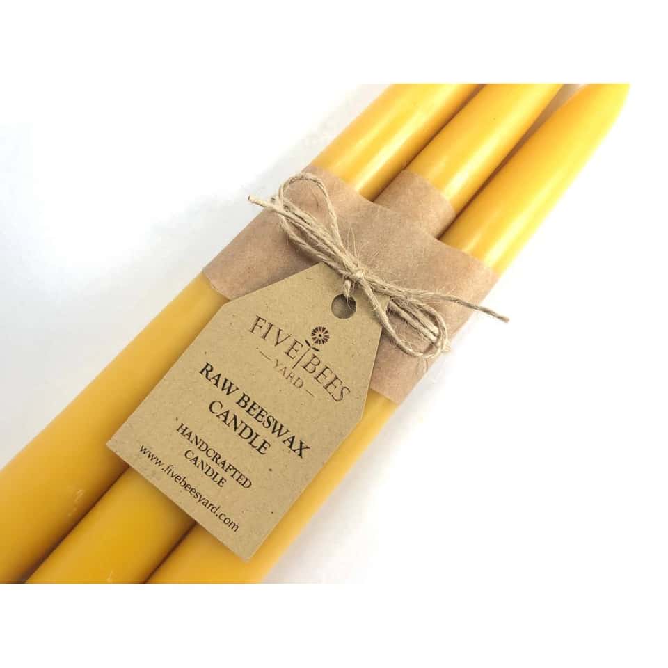 3 Large Taper Beeswax Candles | Handmade Gift | Dinner Set image