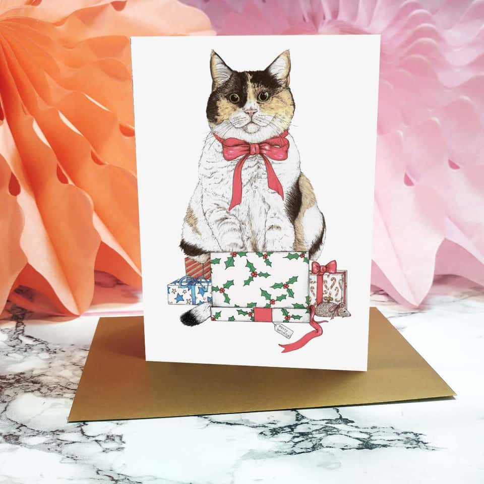 Santa's Helper Cat Greeting Card image
