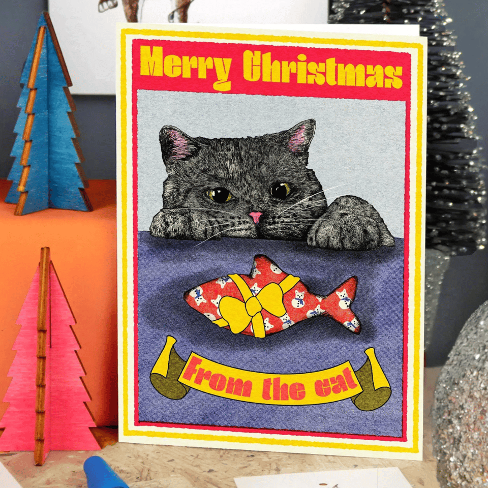 Merry Christmas From The Cat Xmas Card | Card For Cat Owner image