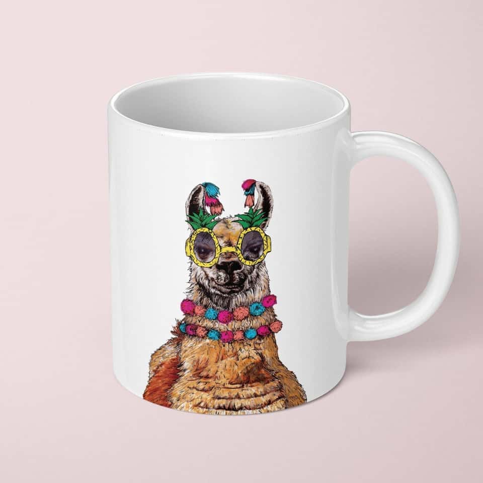 Party Llama Mug | Animal Coffee Mug | Cute Ceramic Mug image
