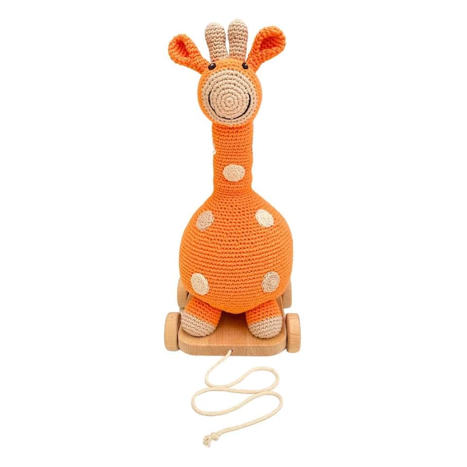 2 In 1 Pull Along Toy Giraffe Soft Orange 圖片