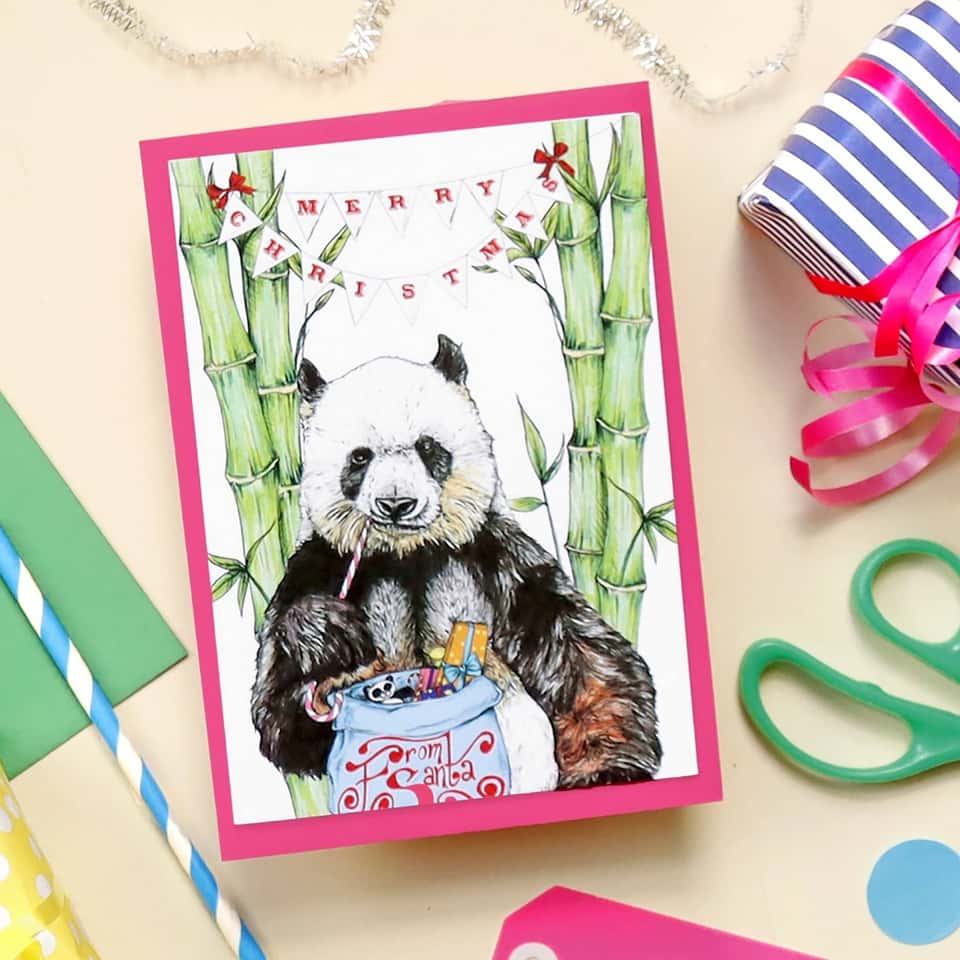 Panda Christmas Card | Festive Fiesta | Funny Xmas Card image