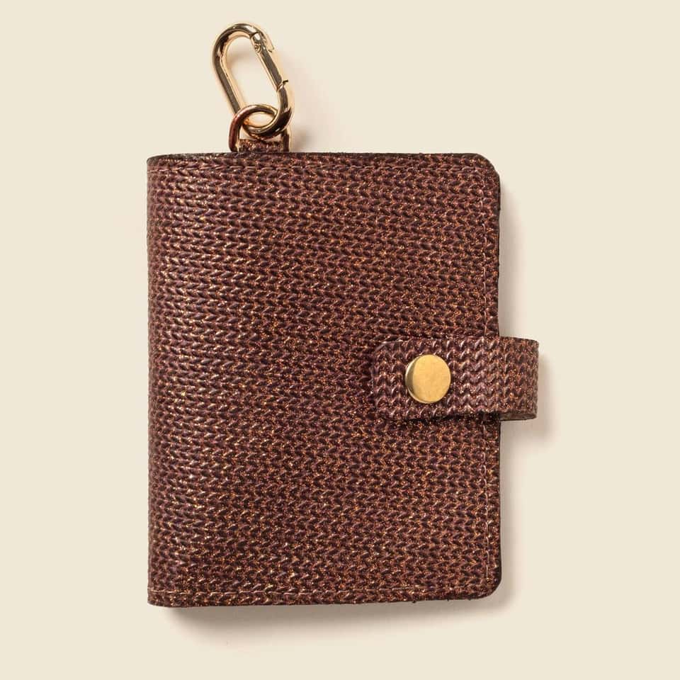 Snap Leather Wallet With Key Ring - Bronze Glow image
