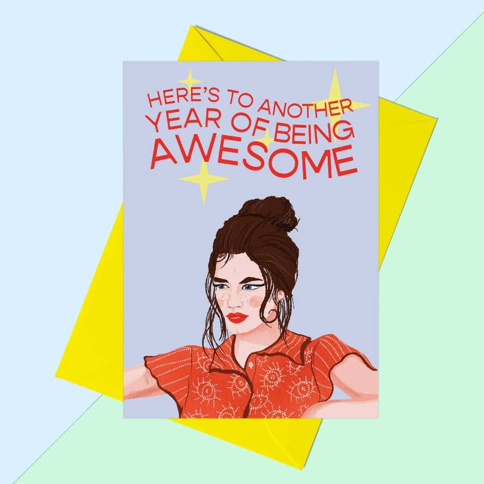 Another Year Being Awesome Birthday Card | Female Card image