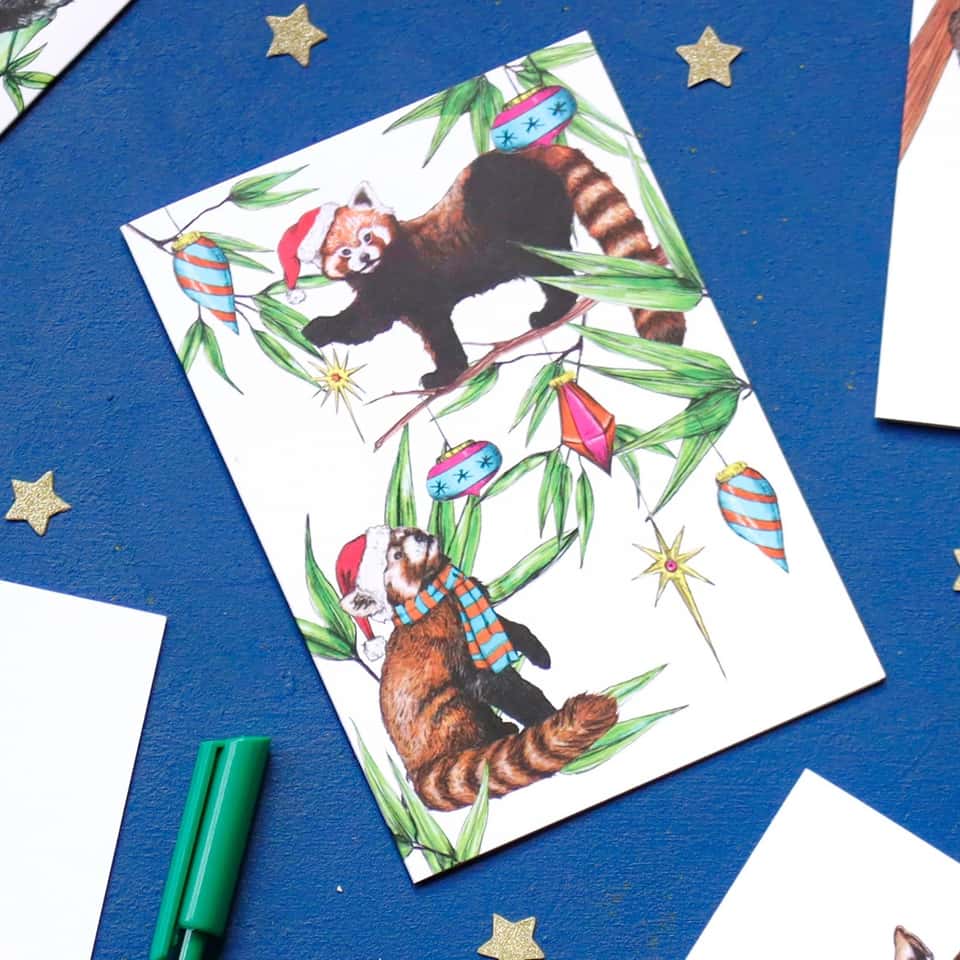 Red Pandas Christmas Card | Festive Fiesta | Cute Xmas Card image