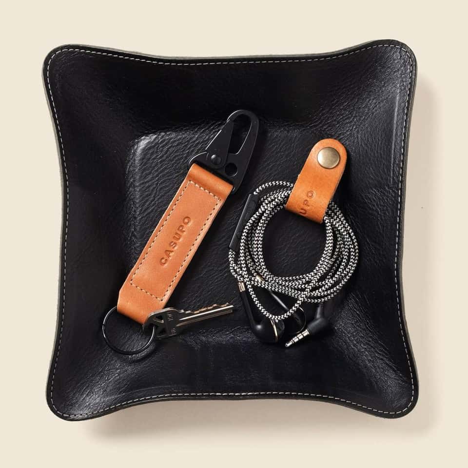 Leather Catch All Tray - Black image