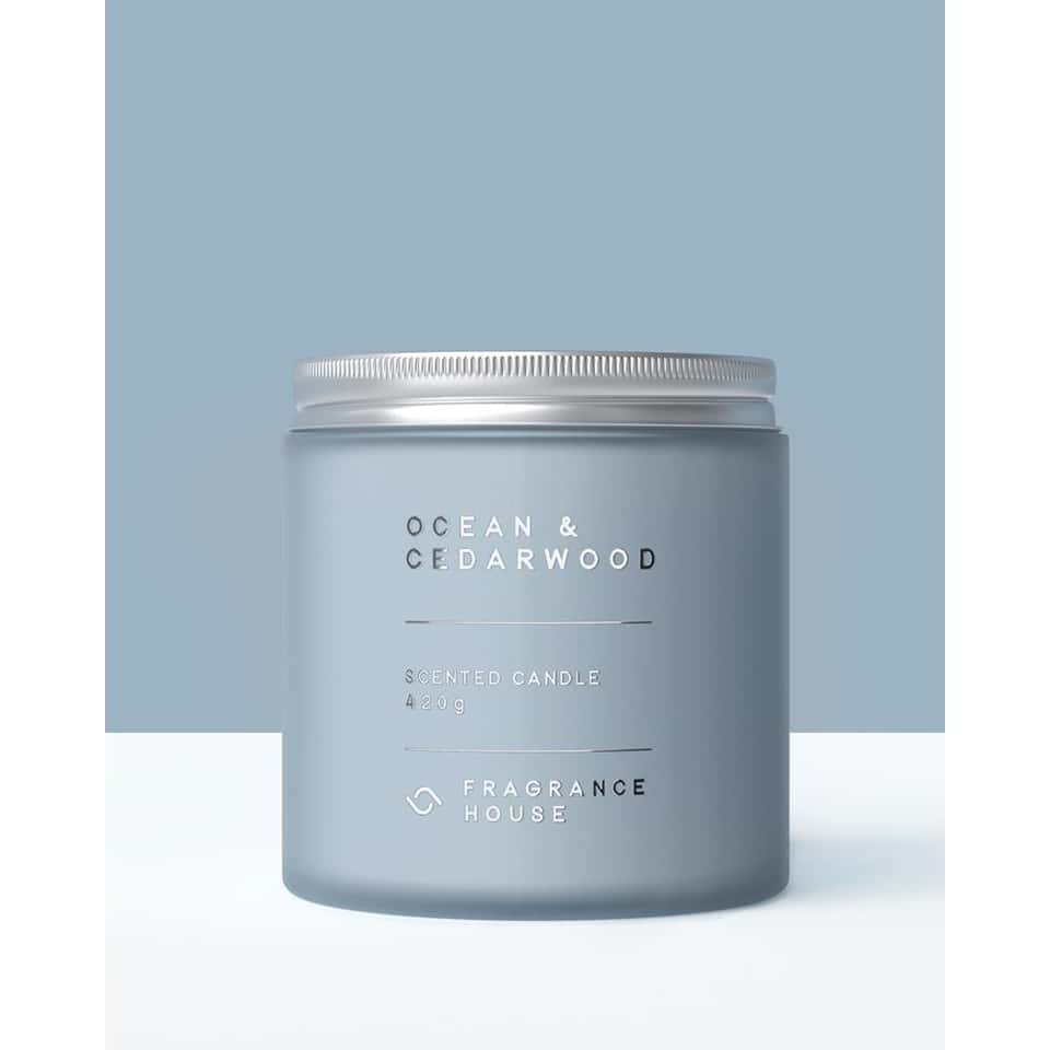 Double Wicked Scented Poured Candle | Ocean & Cedarwood image