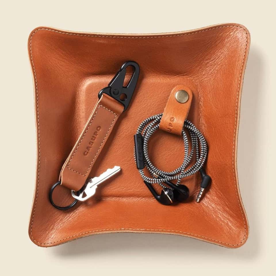 Leather Catch All Tray - Natural image