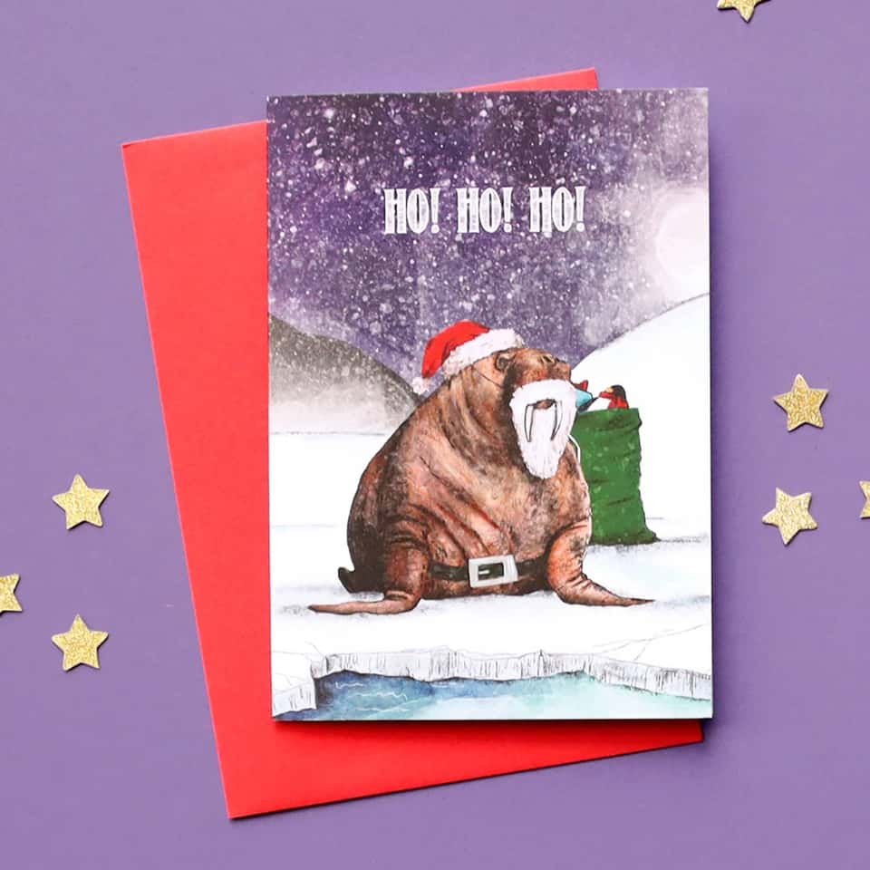 Walrus Santa Funny Christmas Card | Winter Wonderland image