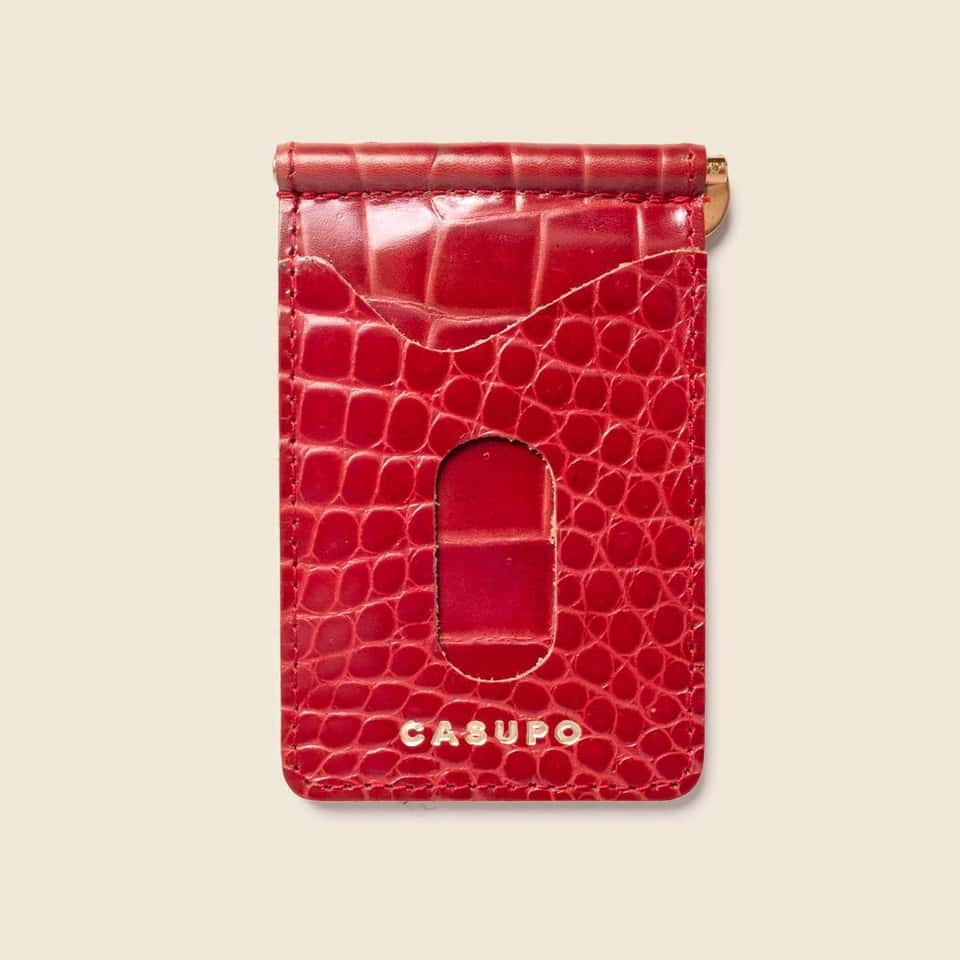 Money Clip Wallet - Red Croc image