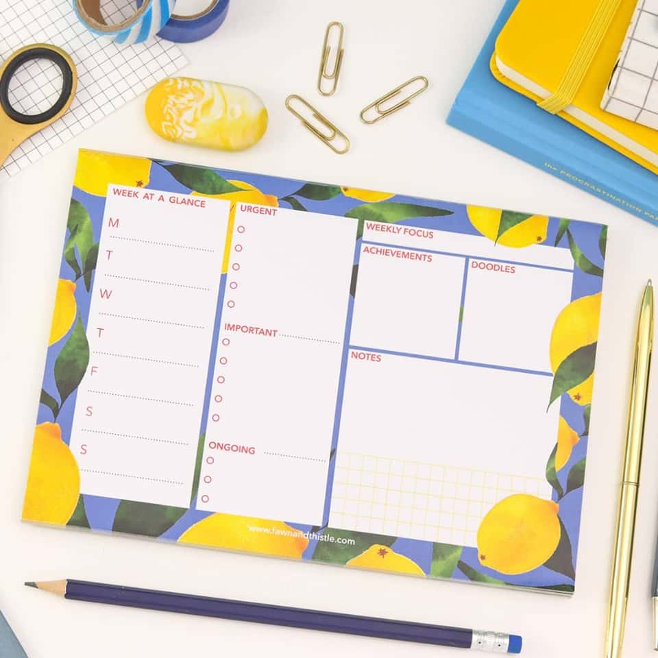 Lemon Weekly Desk Pad Planner  | Weekly Planner | Stationery image