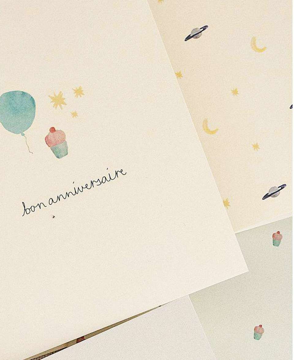 Greeting Card – Bon Anniversaire – Blue Balloon image