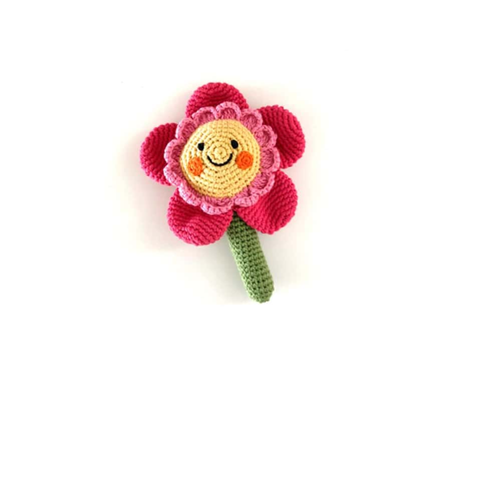 Friendly Flower Rattle With Stem Hot Pink image